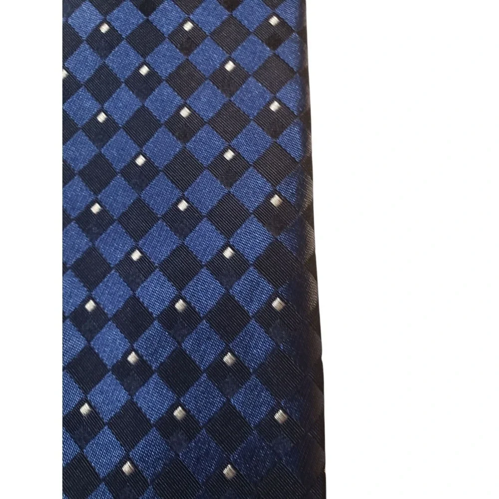 Michael Kors Mens Tie Necktie Designer Luxury Blue Silver Geometric Businesscore